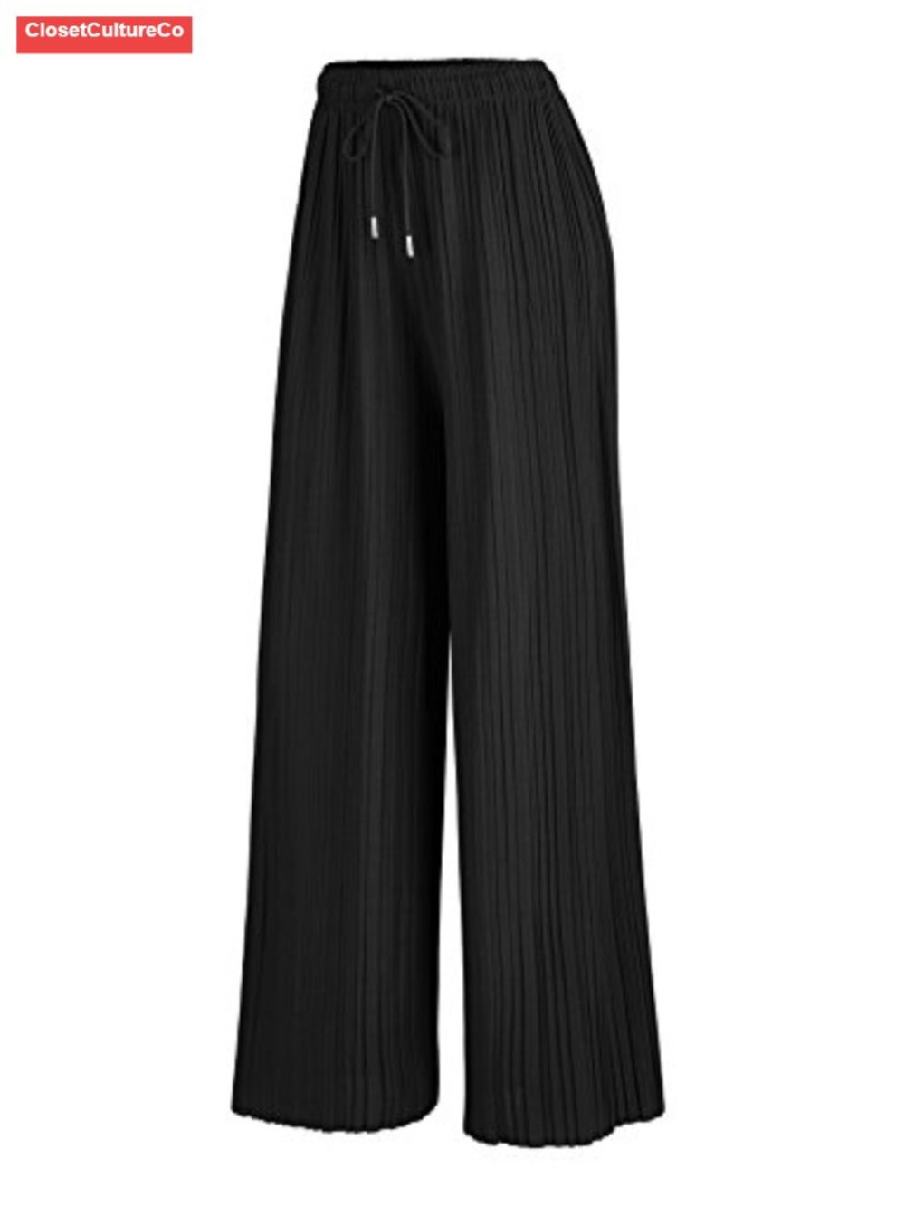 Pleated Wide Leg Palazzo Maxi Pants Drawstring High Waist